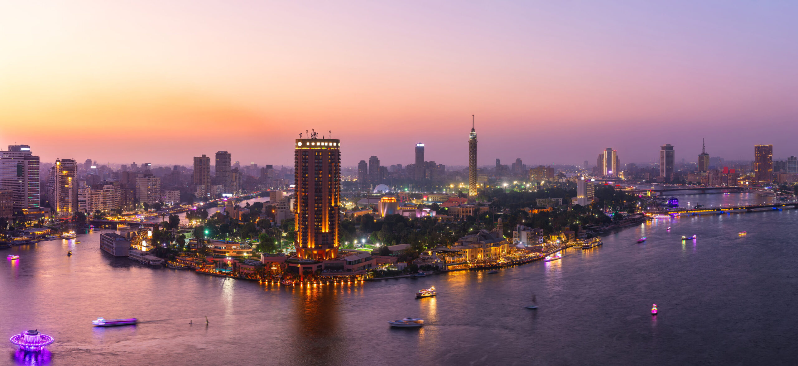 The night lights of Cairo, aerial panorama, Egypt; Shutterstock ID 2417501027; purchase_order: 05082024; job: New SCB office in Cairo; client: The StroryLab, Standard Chartered; other: