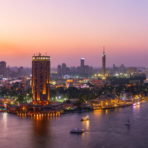 The night lights of Cairo, aerial panorama, Egypt; Shutterstock ID 2417501027; purchase_order: 05082024; job: New SCB office in Cairo; client: The StroryLab, Standard Chartered; other: